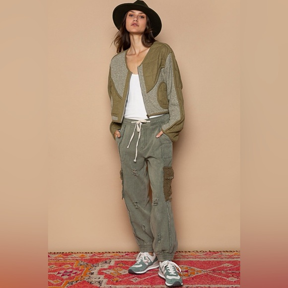 POL Quilted Knit Viding Detail Knit Patch Jacket - Picture 5 of 5